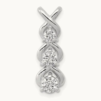 AA Diamond 3 Stone Criss-Cross Chain Slide, 14K White Gold