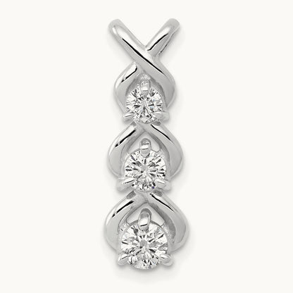 AA Diamond 3 Stone Criss-Cross Chain Slide, 14K White Gold