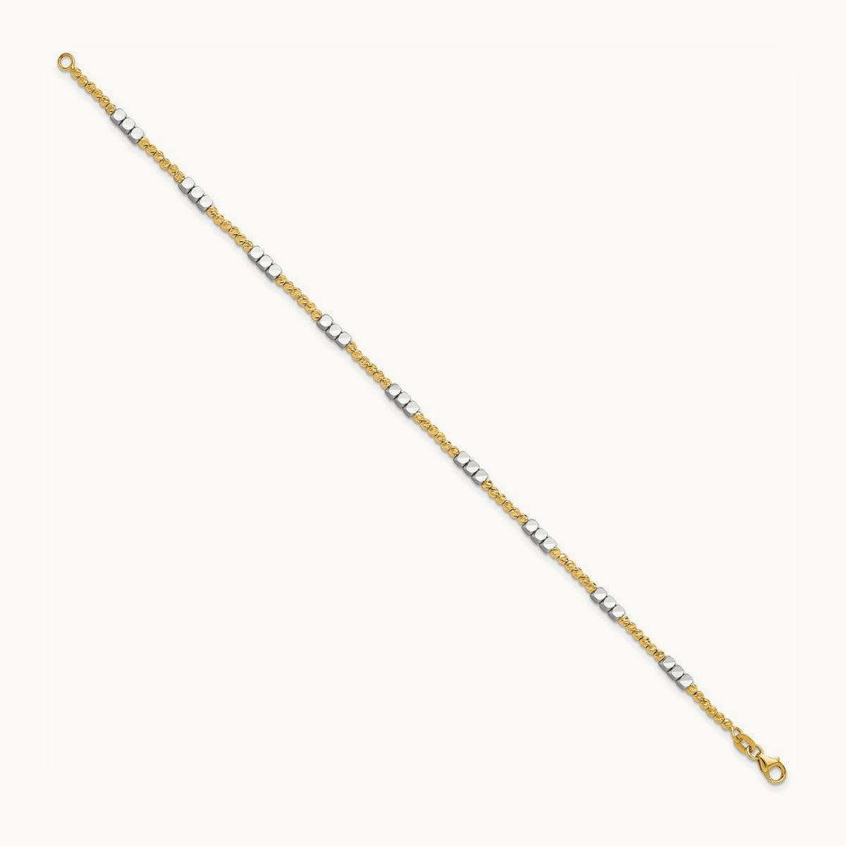 Diamond-cut Beaded 7.5in Bracelet, 14K Two-tone