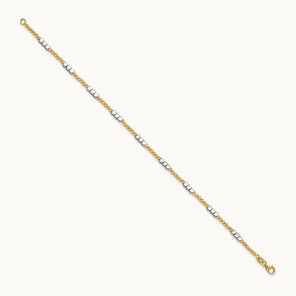 Diamond-cut Beaded 7.5in Bracelet, 14K Two-tone