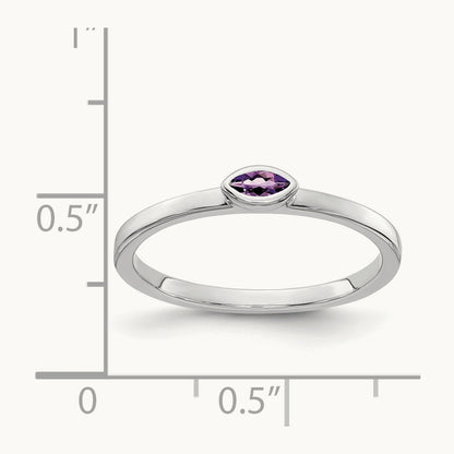 Bezel-set Marquise Amethyst Ring, 14K White Gold