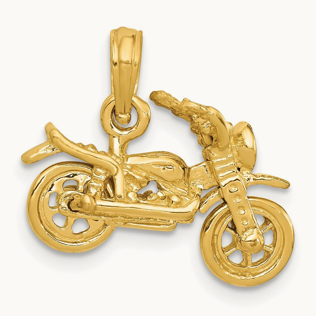3-D Moveable Motorcycle Pendant, 14K