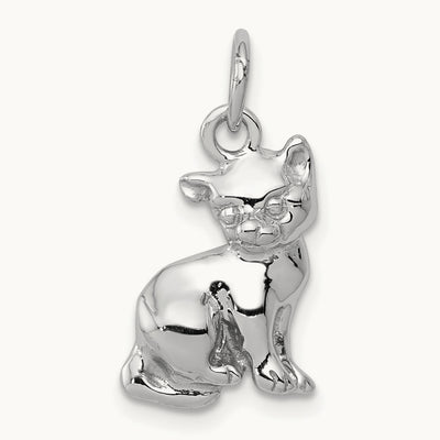 Cat Charm, 14K White Gold