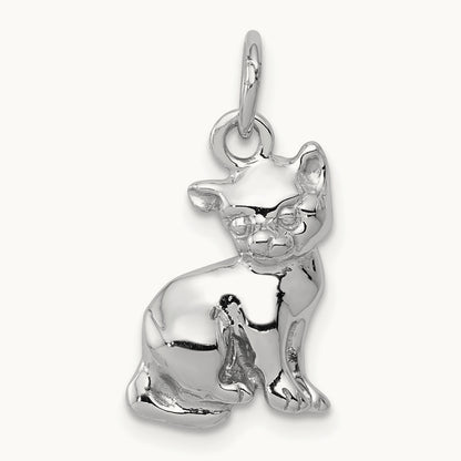 Cat Charm, 14K White Gold