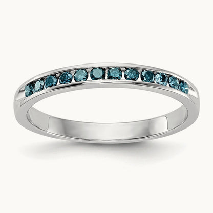 Blue Diamond Band, 14K White Gold