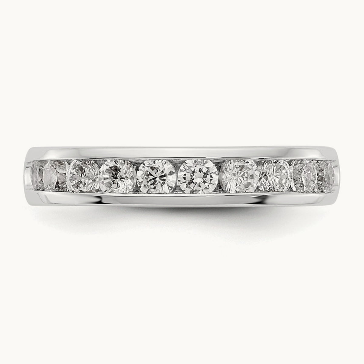 10-Stone Diamond Channel Band, 14K White Gold
