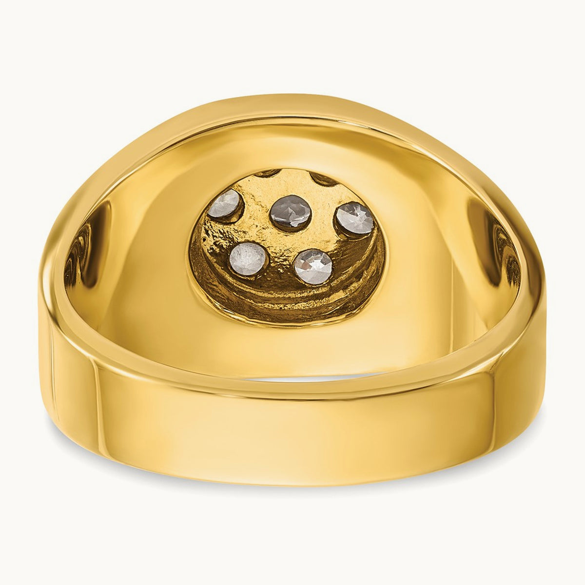14ktt IBGoodman Men's Polished & Satin Round Diamond Cluster Ring