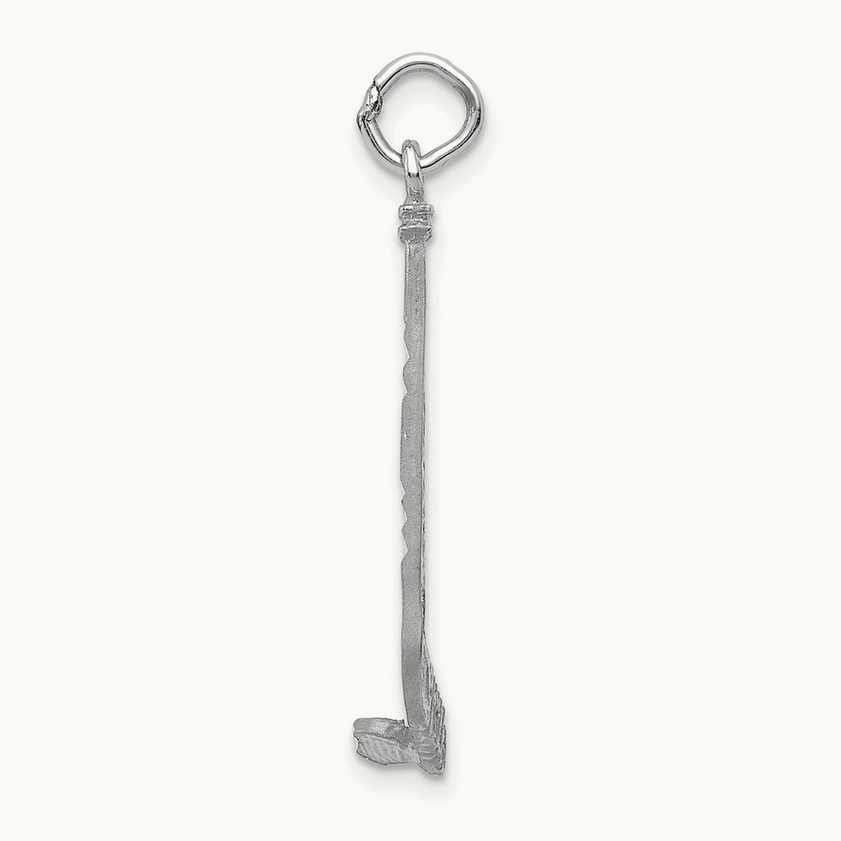 Satin Diamond-cut Hockey Stick Charm — 14K White Gold