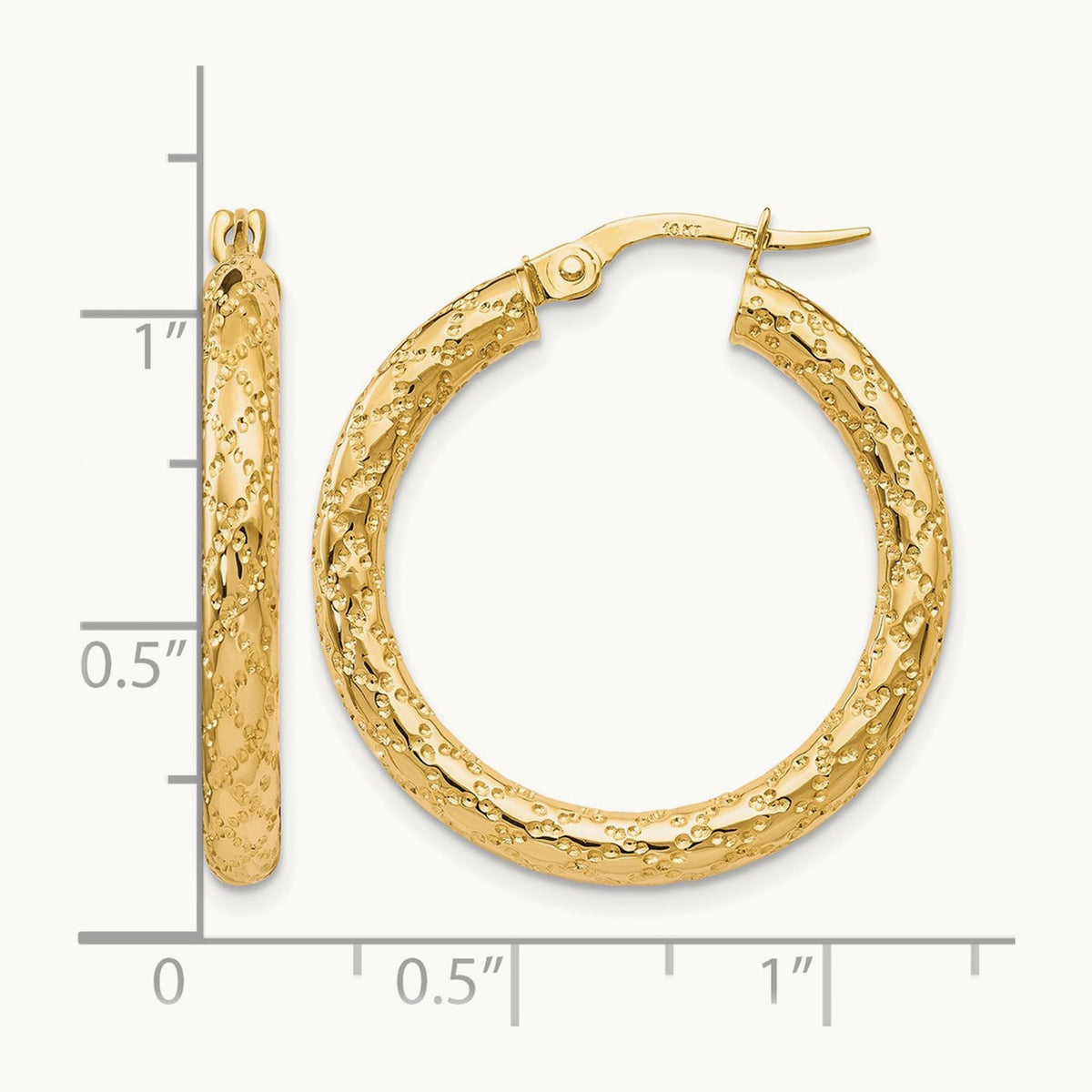 Polished and Textured Hinged Hoop Earrings — Leslie's — photo set