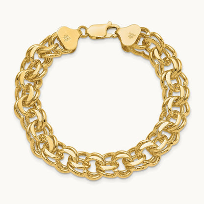 Double Link Charm Bracelet, 14K