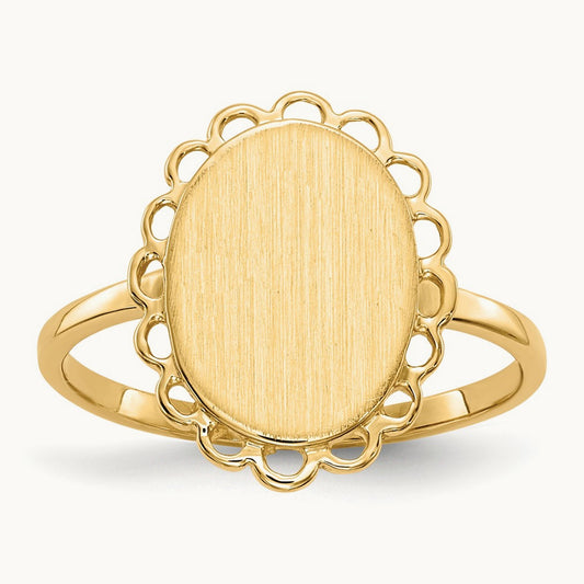 9.0x12. Open Back Signet Ring, 0mm, 14K