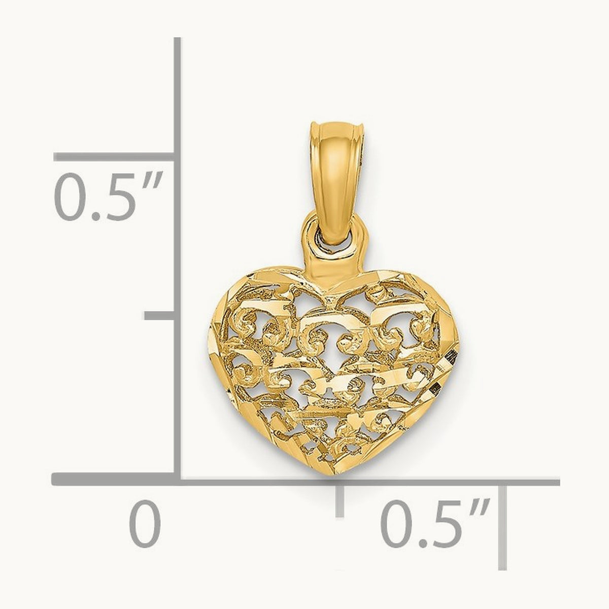 Polished 3-D Puffed Heart Pendant — 14K Rose Gold