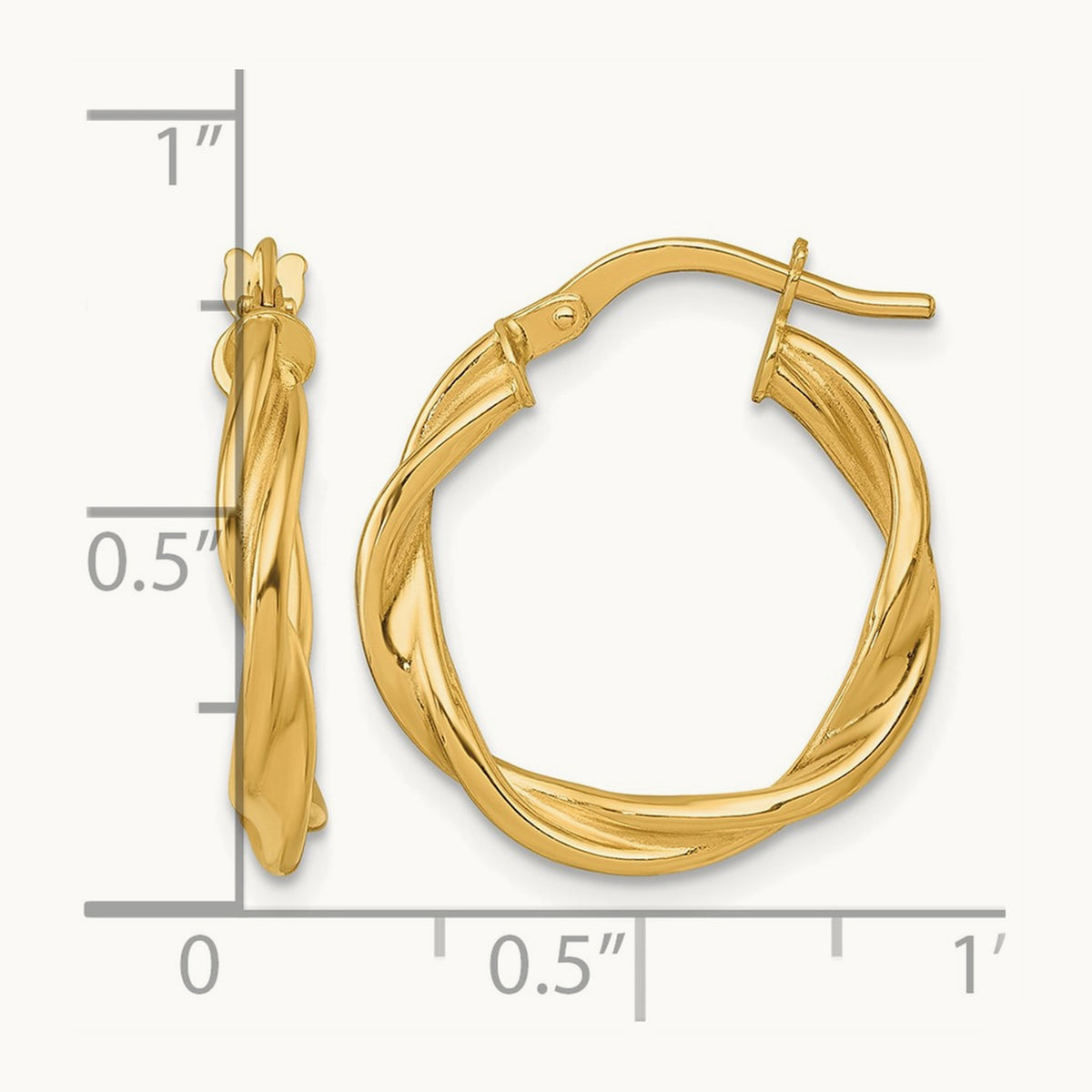 Polished Twist Hoop Earrings — 14K Yellow Gold