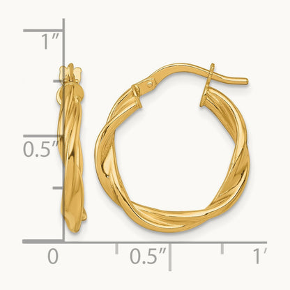 Polished Twist Hoop Earrings — 14K Yellow Gold