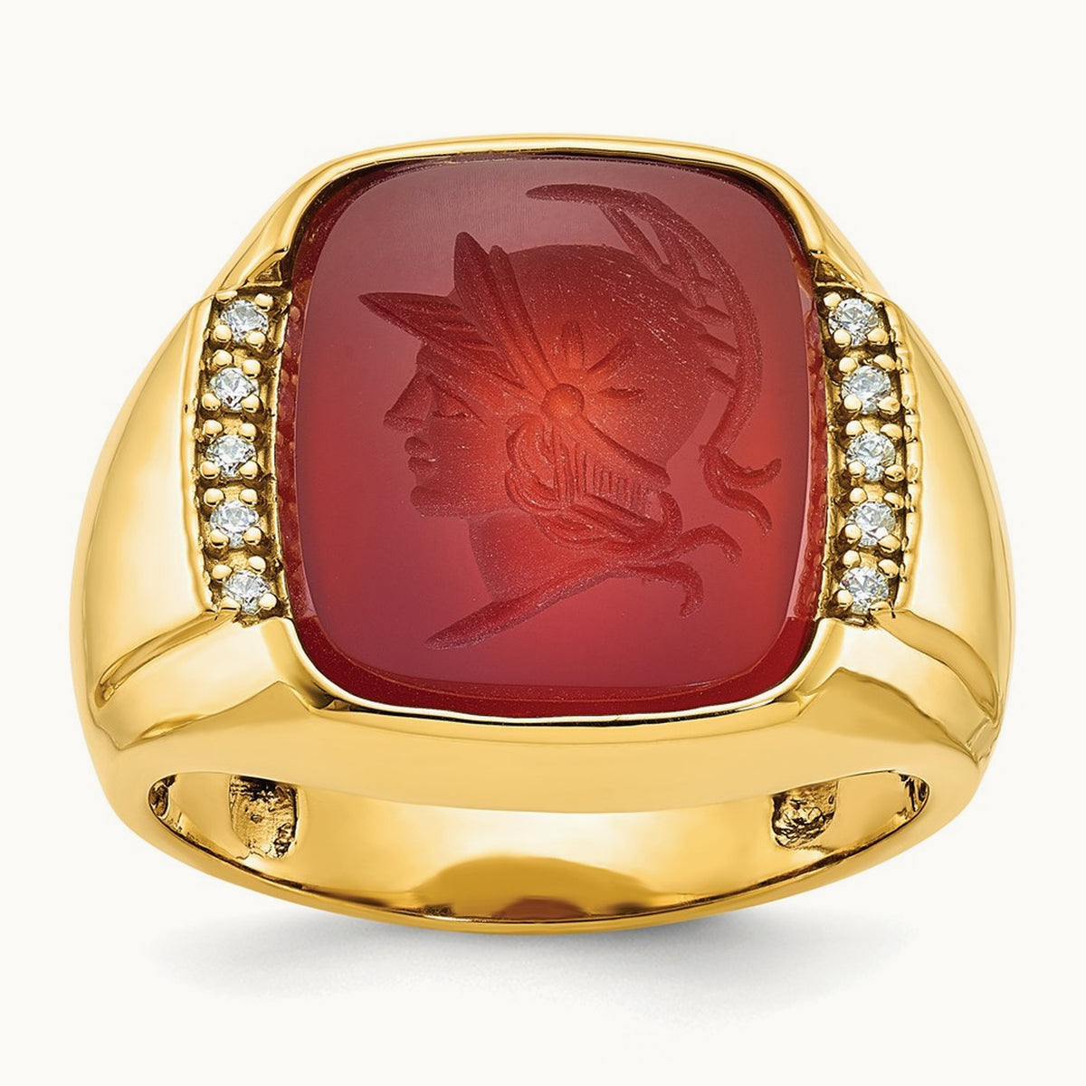 IBGoodman Men's Carnelian and Diamond Complete Ring, 14K