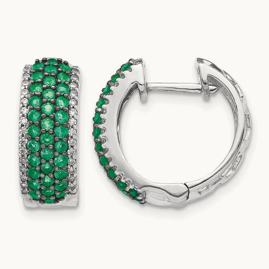 Diamond and Emerald Hinged Hoop Earrings — photo set