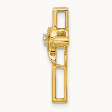 Polished Cross with Heart Diamond Chain Slide, 14K