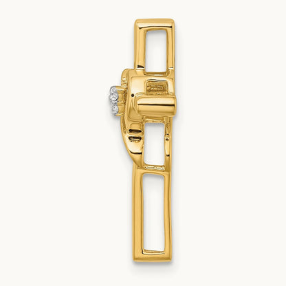 Polished Cross with Heart Diamond Chain Slide, 14K