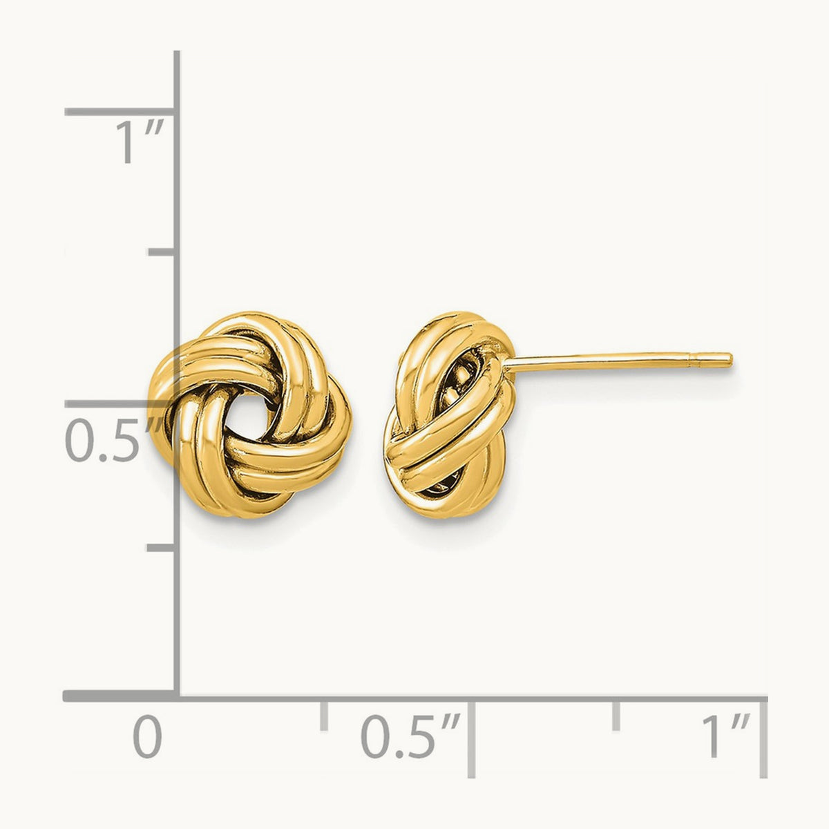 Polished Double Love Knot Post Earrings — 14K Yellow Gold