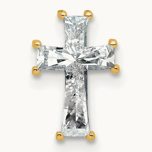 Cross Pendant, 3.75 ct tw Lab-Grown Diamond — 14K Yellow Gold