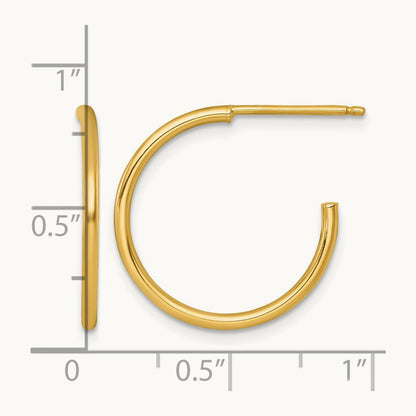 1.5 x Polished Post Hoop Earrings, 20mm, 14K
