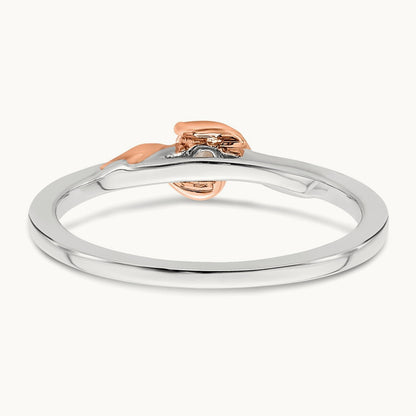 First Promise Polish Complete Round Diamond Promise Ring, 14K White with Rose