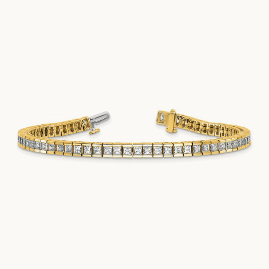 Princess Tennis Bracelet, 7.00 ct tw Lab-Grown Diamond — 14K Yellow Gold