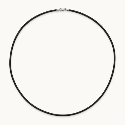 16in Black Leather Cord Necklace — 14K White Gold, 2mm