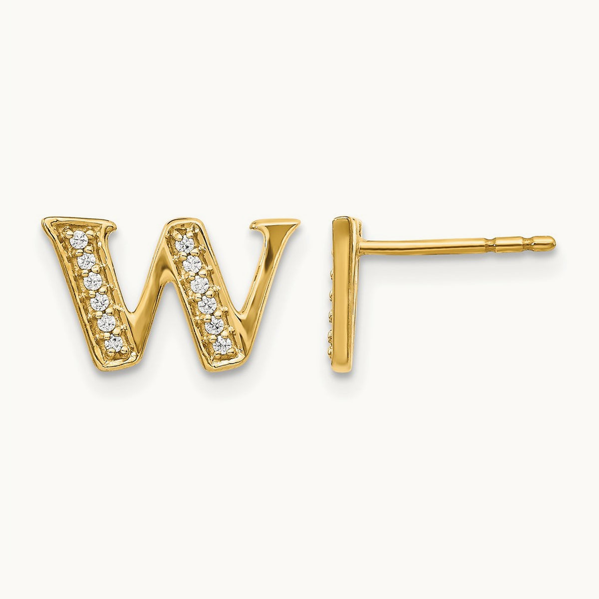 Diamond Earrings — 14K Yellow Gold, 8mm, W