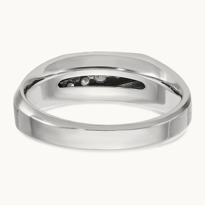IBGoodman Men's Polished & Satin 5-Stone Diamond Ring, 14K White Gold