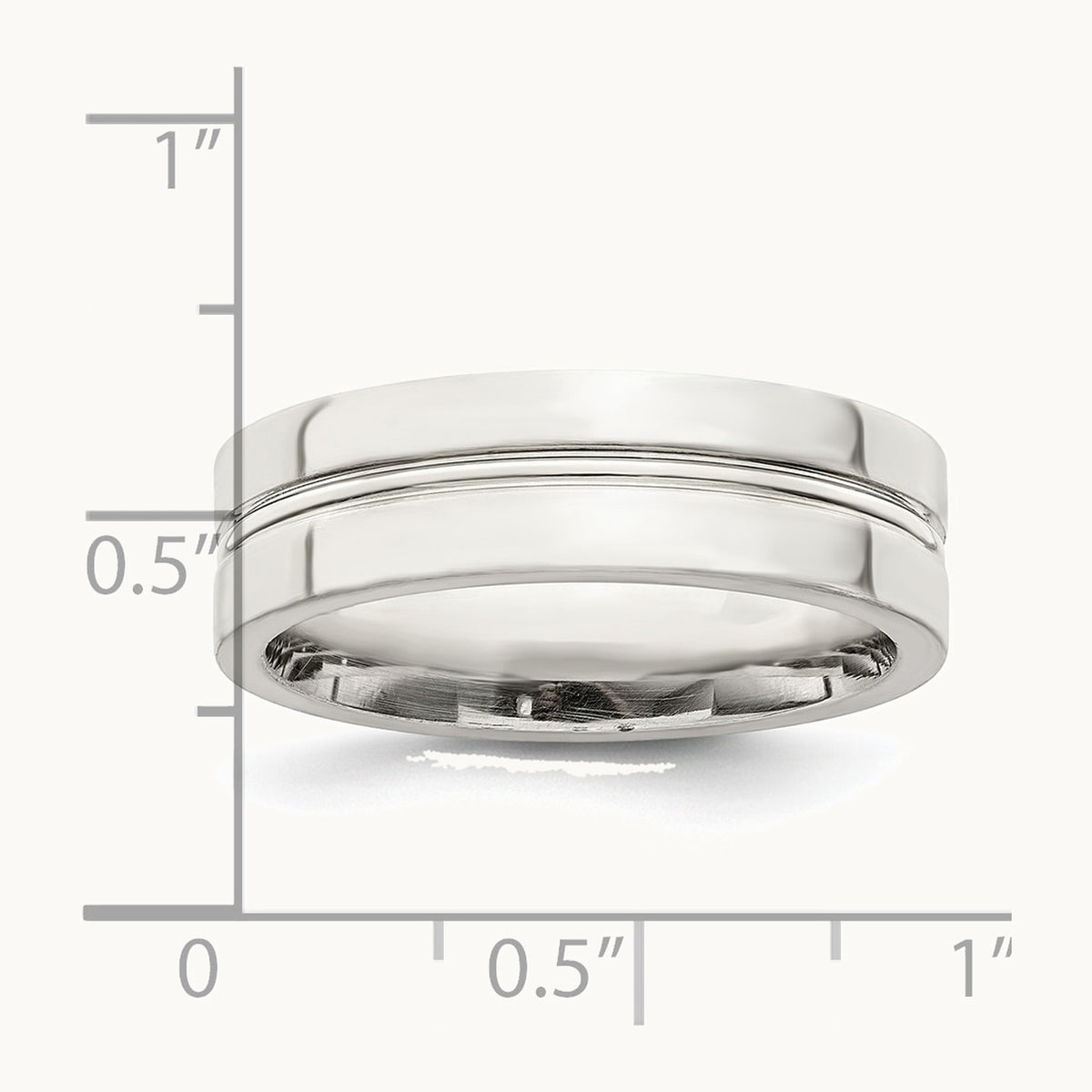 Sterling Silver 6mm Polished Flat Grooved Center Fancy Band