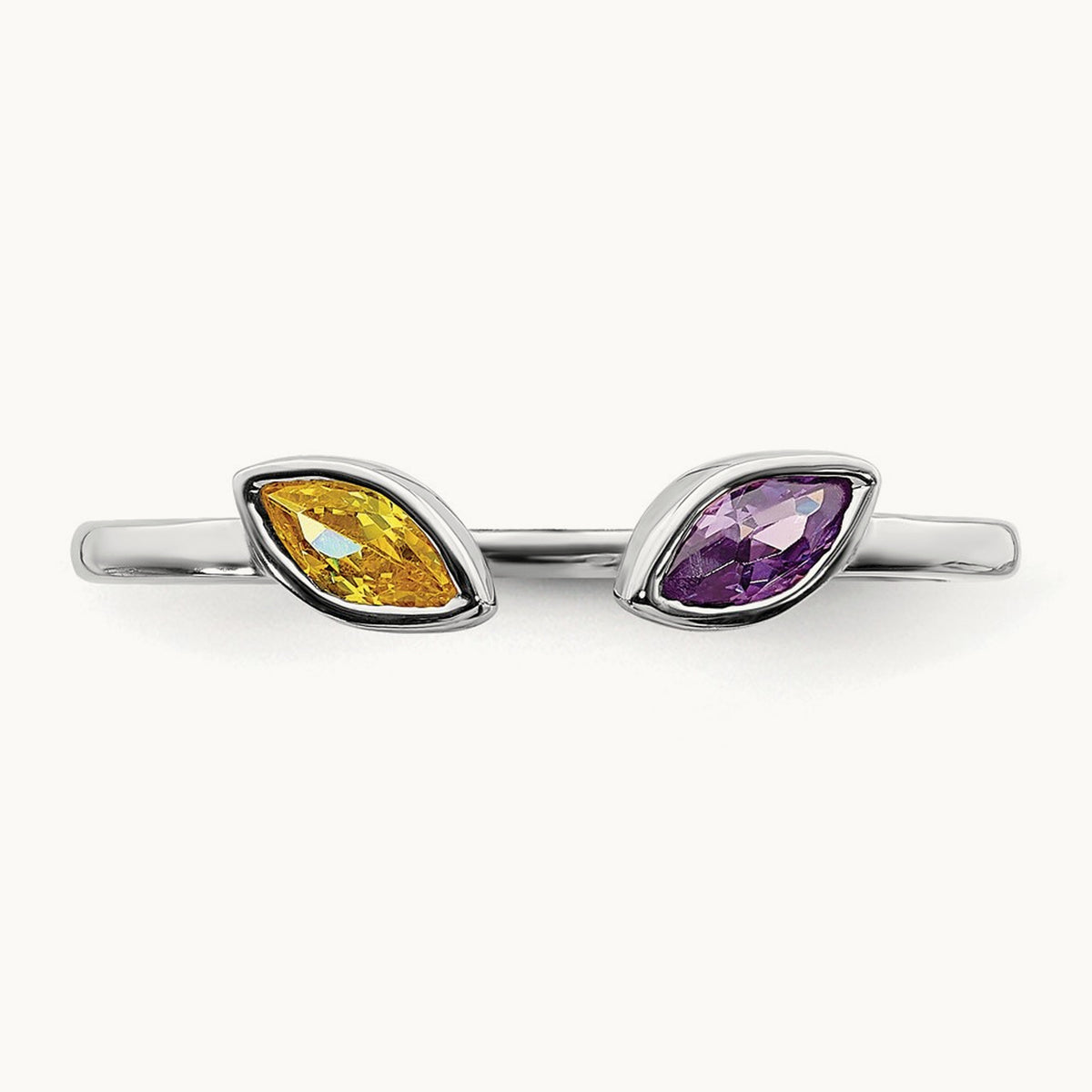 Marquise Amethyst and Citrine Ring, 14K White Gold