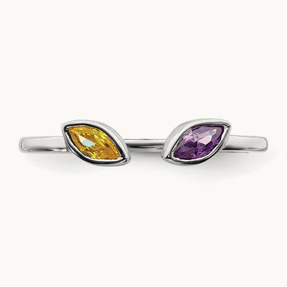 Marquise Amethyst and Citrine Ring, 14K White Gold