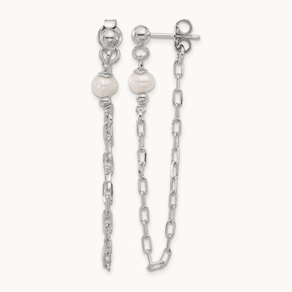 RH-plat FWC Pearl Front/Back Chain Dangle Earrings, Sterling Silver — Leslie's
