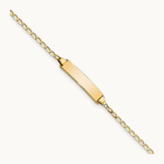 Flat Curb Link ID Bracelet, 14K