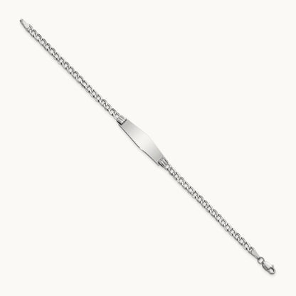 WG Semi-solid Soft Diamond Shape Cuban Link ID Bracelet, 14K