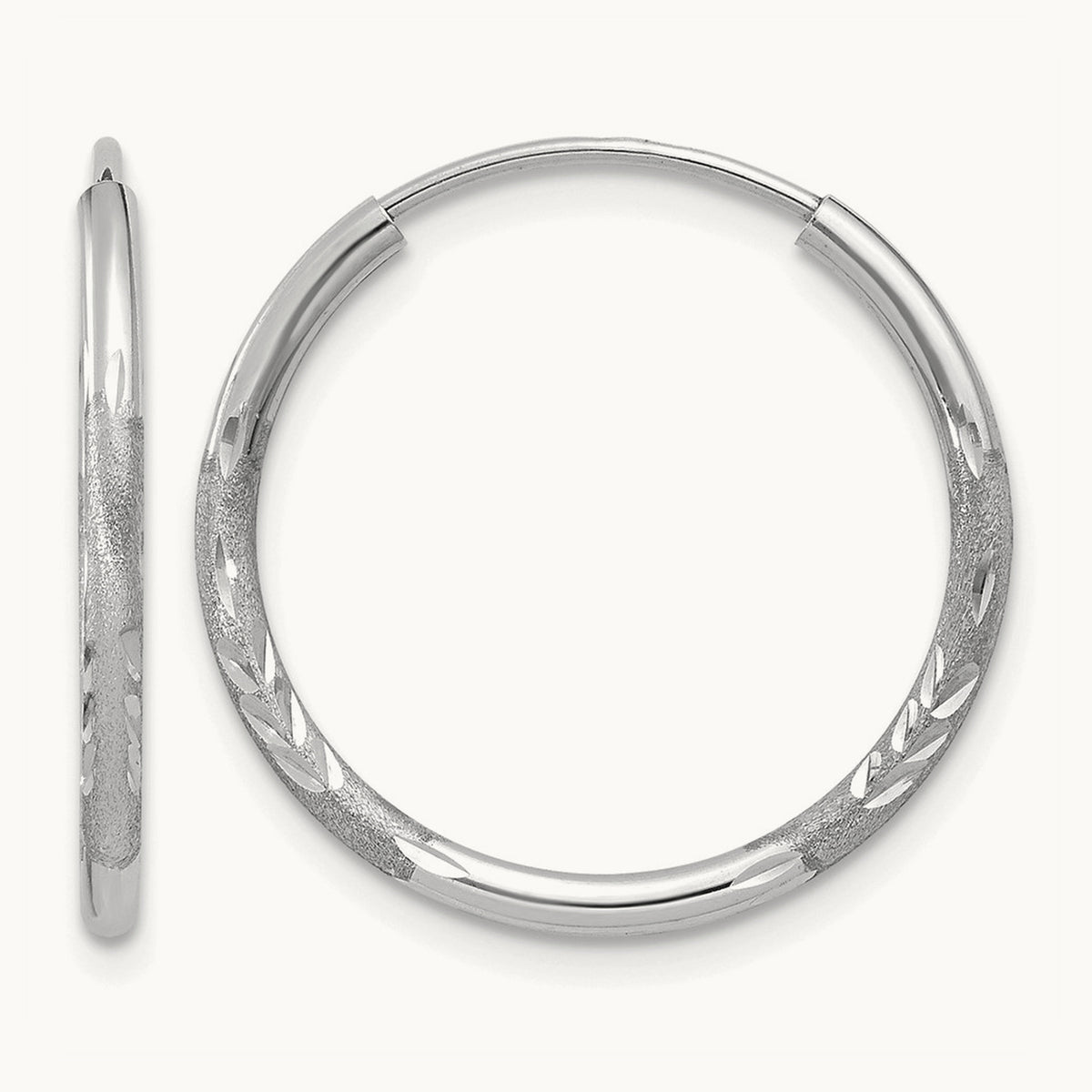 Diamond-cut Endless Hoop Earrings — 16mm, 1.5mm