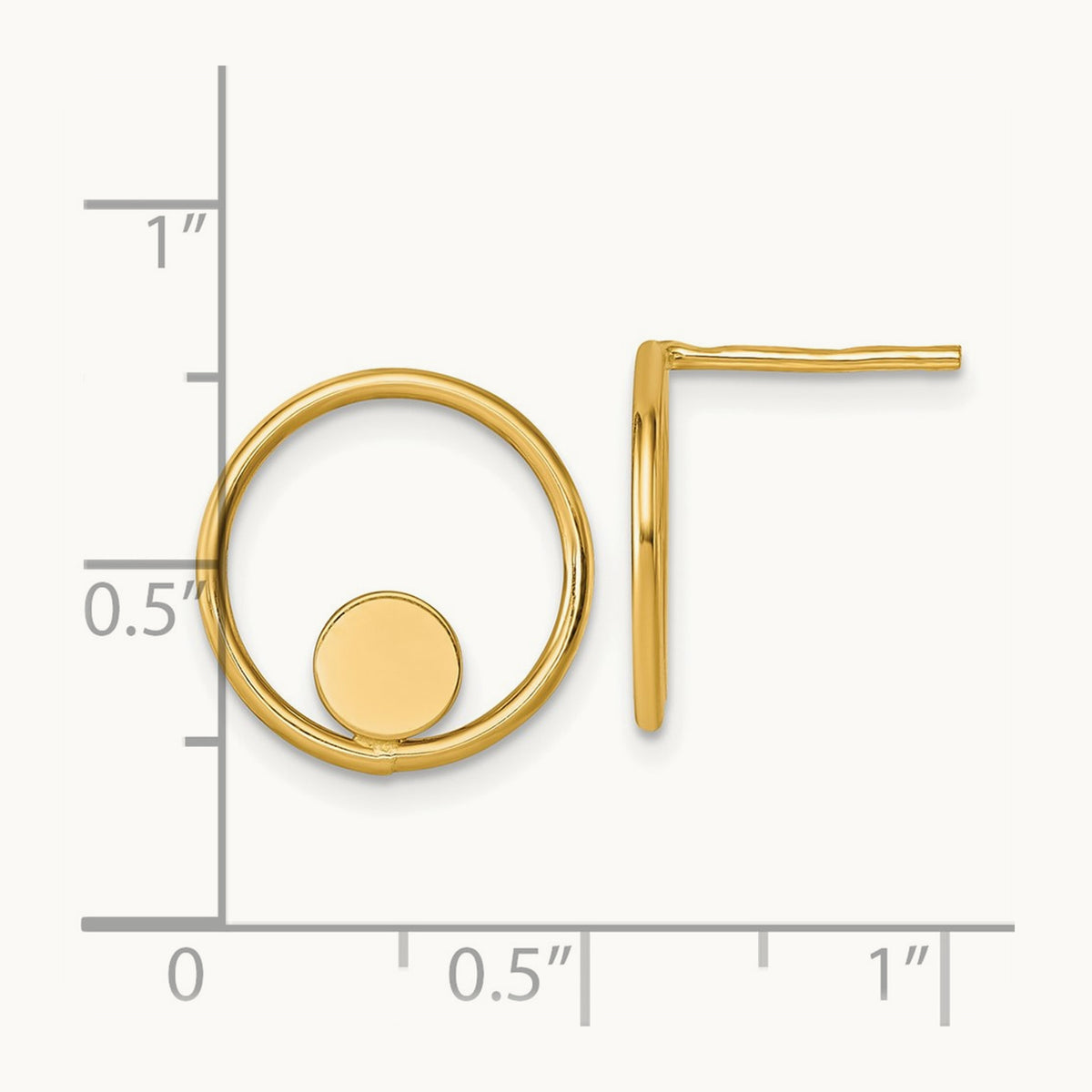 Polished Circle Post Earrings, 14K
