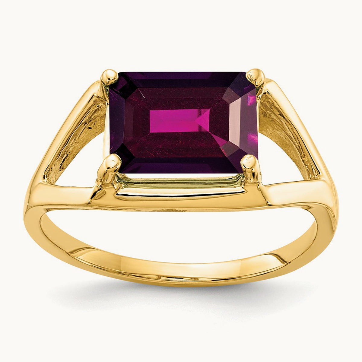 Emerald Cut Rhodolite Garnet ring — photo set