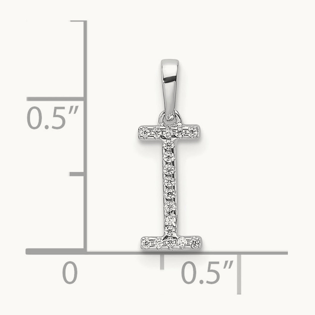 Diamond Letter I Initial Pendant, 14K White Gold