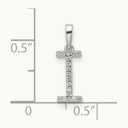 Diamond Letter I Initial Pendant, 14K White Gold
