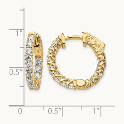 Diamond Round Hoop w/Safety Clasp Earrings, 14K