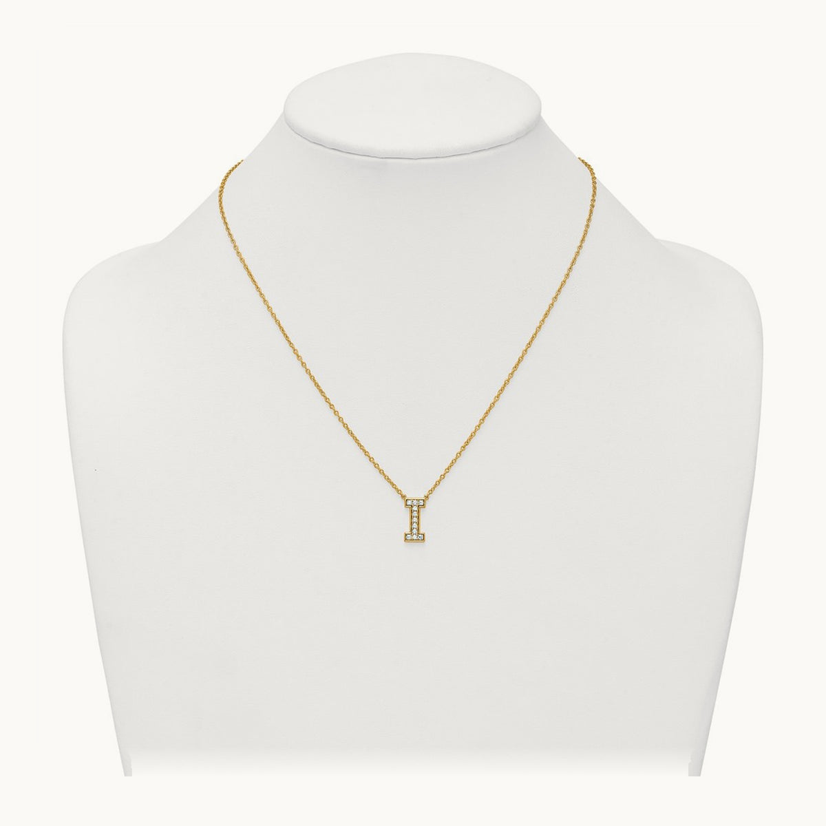 Initial Necklace — 14K Yellow Gold, I, 1/4 ct