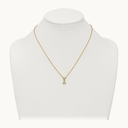 Initial Necklace — 14K Yellow Gold, I, 1/4 ct