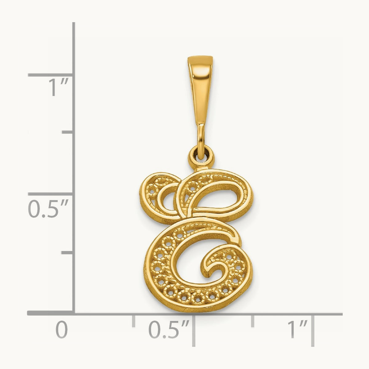 Polished Script Filigree Initial Pendant — E