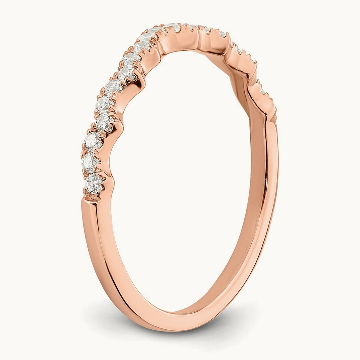 Diamond Matching Wedding band, 14K Rose Gold