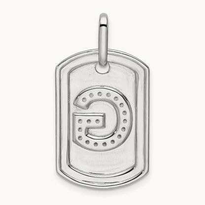 Diamond Dog Tag Charm — 14K White Gold, G