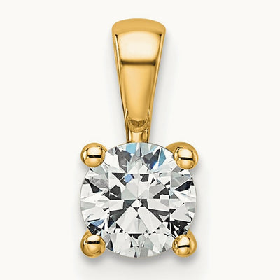Round Four-Prong Pendant, 1/2-5 ct Lab-Grown Diamond — 14K Yellow Gold