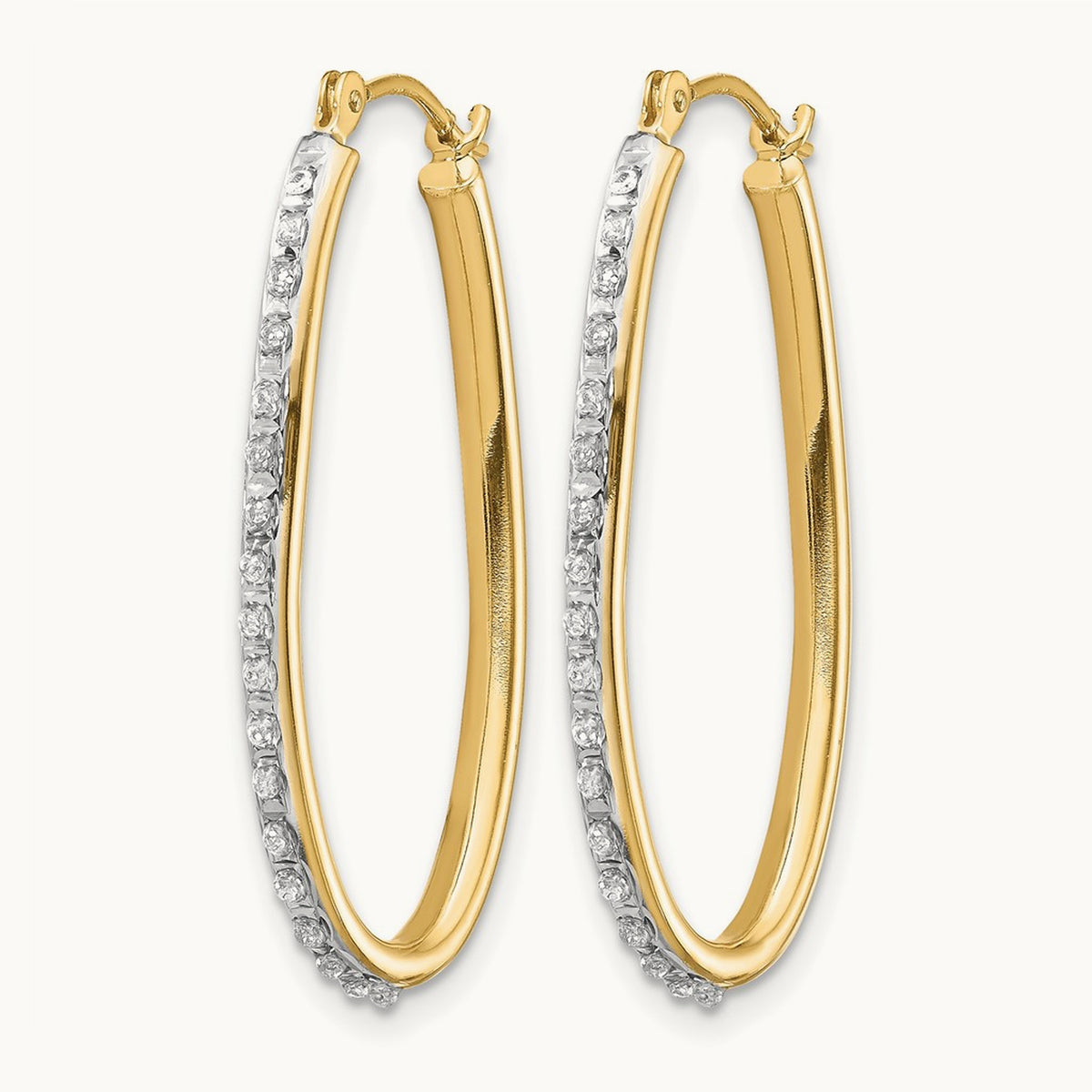 Diamond Fascination Diamond Dust/Accent Oval Twist Hoop Earrings, 14K
