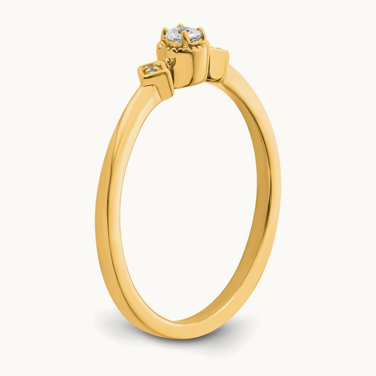 Petite Beaded Edge Cushion Complete Dia Ring, 14K Gold